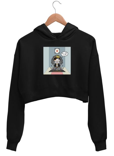 Funny cat meme Crop Hoodie