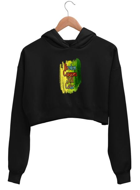 Broken Crayons Still Color Crop Hoodie