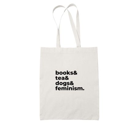 books, tea, dogs, and feminism Tote Bag