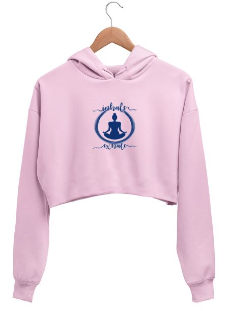 Yoga Meditation inhale exhale  Crop Hoodie