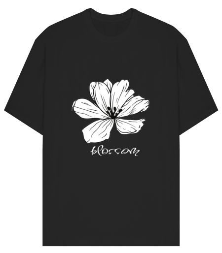 flower Front-Printed Oversized T-Shirt