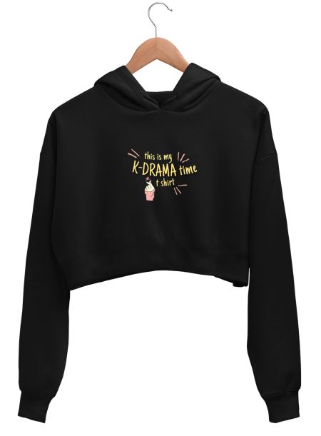 K drama watching Crop Hoodie