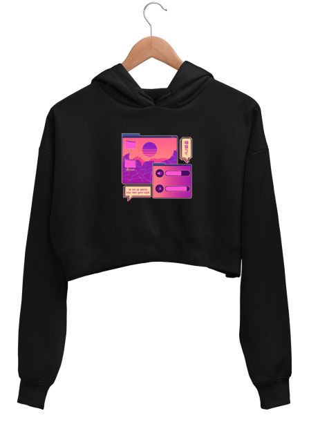 vaporwave retro open tabs Crop Hoodie