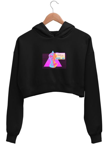 vaporwave feelings.exe Crop Hoodie