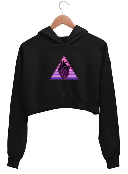 glitch heart Crop Hoodie