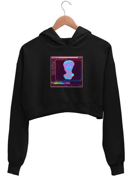 vaporwave retro ms paint Crop Hoodie