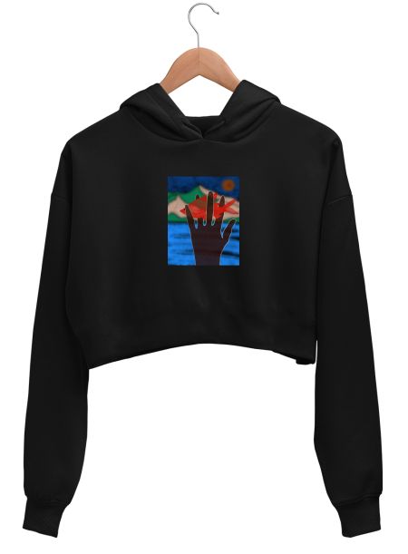 Gasping for breath and light Crop Hoodie