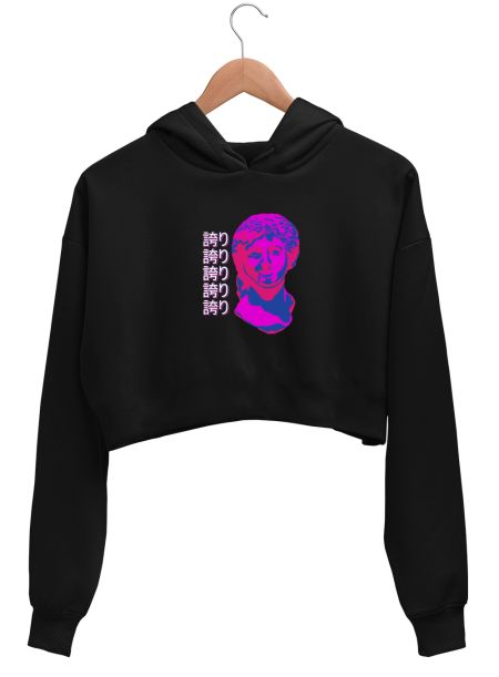 vaporwave pride bi Crop Hoodie