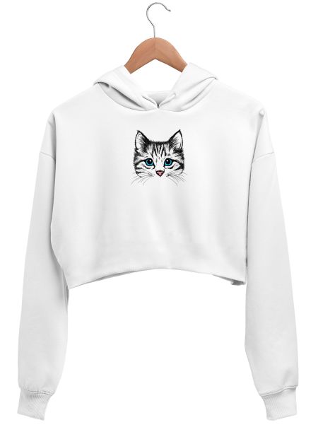 CUTE BLUE EYED CAT Crop Hoodie