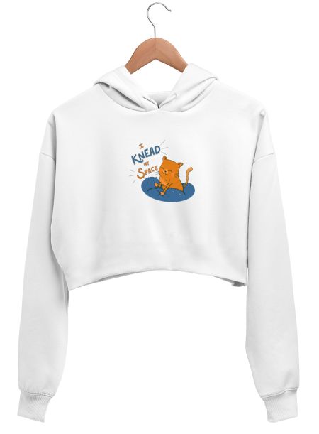 Cute cat needs its space funny Crop Hoodie