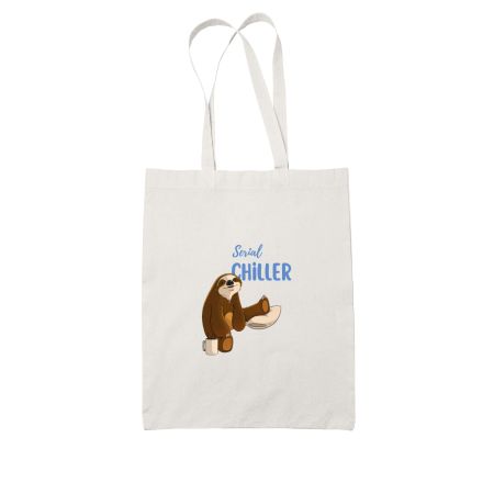 Cute Serial Chiller Sloth White Tote Bag