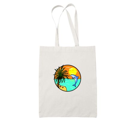Oceans, Beach and Dolphin White Tote Bag