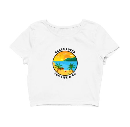 Ocean Lover And Cool Illustrat Crop Top