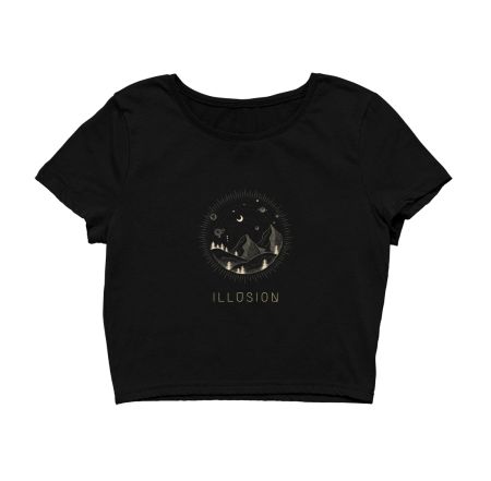 Illusion Mountains & Planets Crop Top