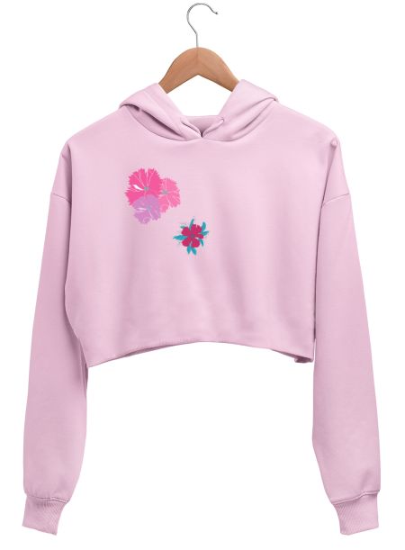 Pinky flower  Crop Hoodie