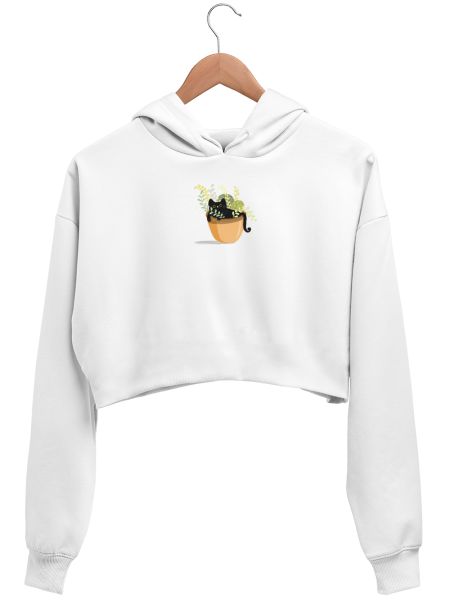  A Potted Cat Crop Hoodie