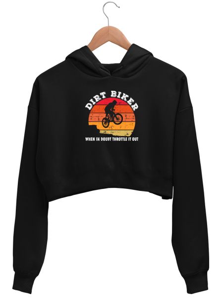 Dirt Biker Retro Vintage Distressed Effect Crop Hoodie