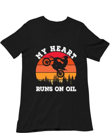My Heart Runs On Oil Dirt Bike Vintage Regular T-Shirt