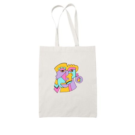 Pop Doodled Abstract faces  Tote Bag