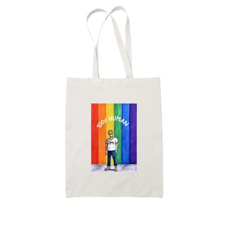 100% Human White Tote Bag