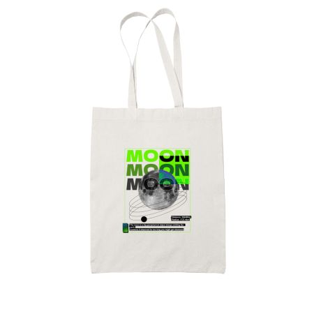 Moon Green Design White Tote Bag