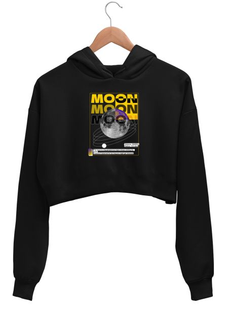 Moon yellow (for dark colors) Crop Hoodie