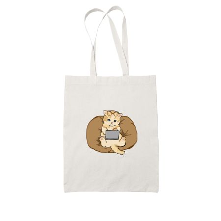 Cat at work White Tote Bag