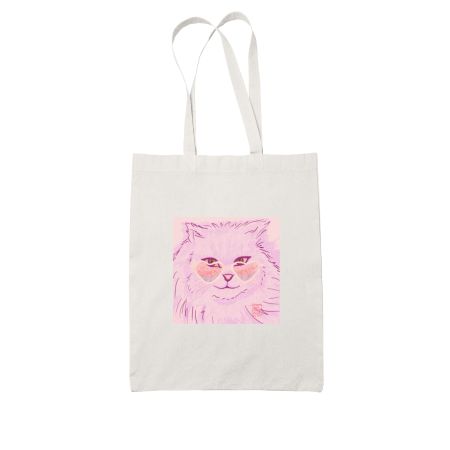 Funky Cat White Tote Bag