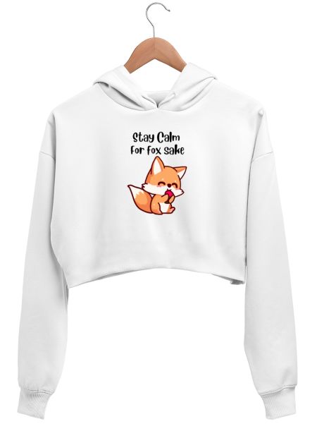 Stay Calm for Fox Sake - Art Crop Hoodie