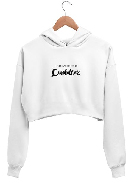 certified cuddler black  Crop Hoodie