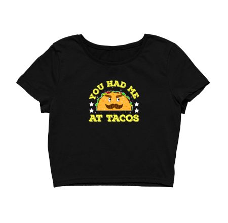 Vintage Themed You Had Me Tacos Funny Illustration Crop Top