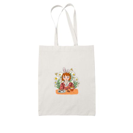 Bunny Likes Food and Boba Tote Bag