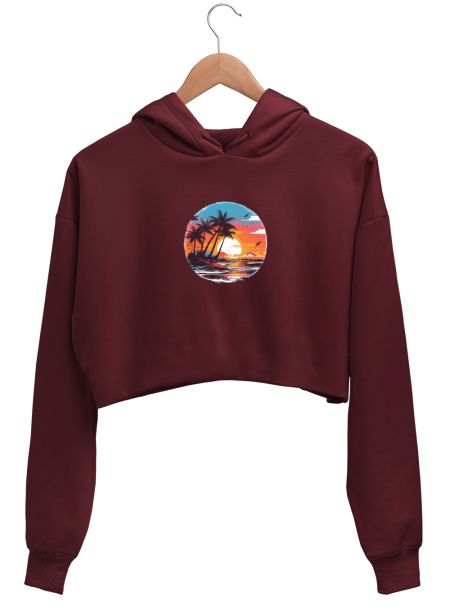 "Golden Horizon Sunset Tee" Crop Hoodie