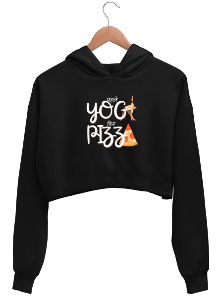 Yoga & Pizza Crop Hoodie