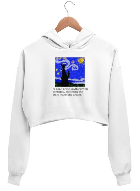 starry night van gogh Crop Hoodie
