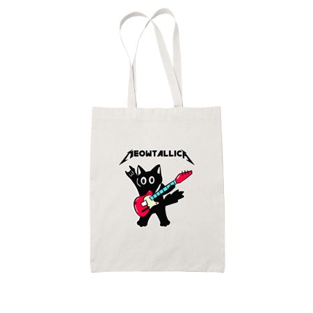 Meowttalica Rockstar Cat White Tote Bag