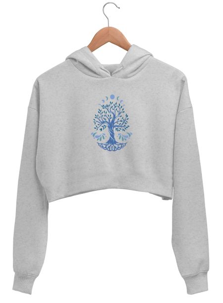 Tree of Life (Blue) Crop Hoodie