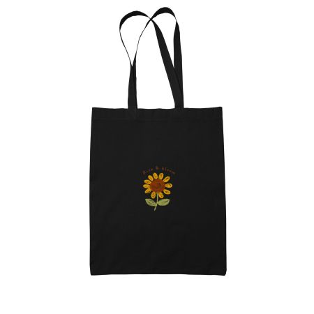 Rise and Bloom Black Tote Bag