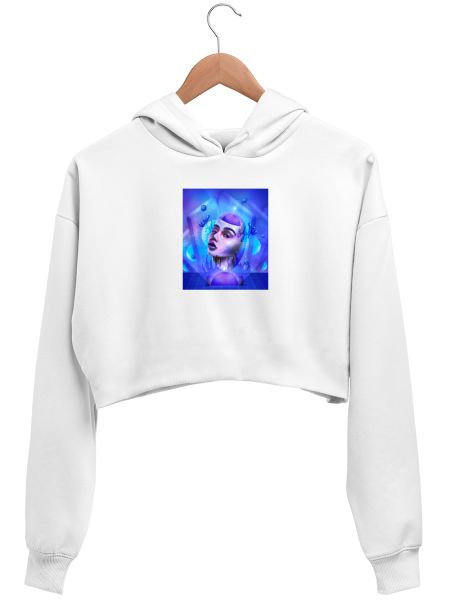 Winter Wishes Surreal Art Crop Hoodie