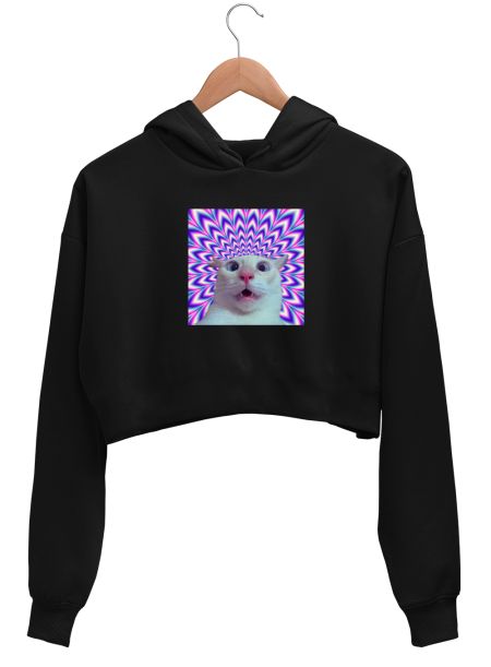 Trippy Kitty Crop Hoodie