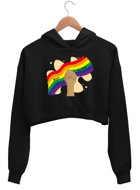 Pride is Here to Stay Crop Hoodie