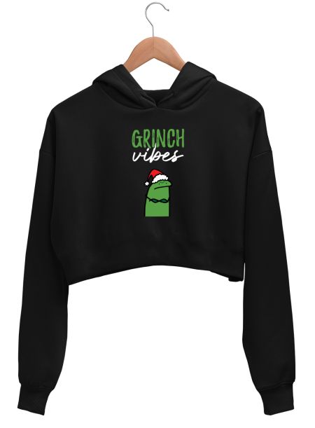 Grinch Vibes Crop Hoodie