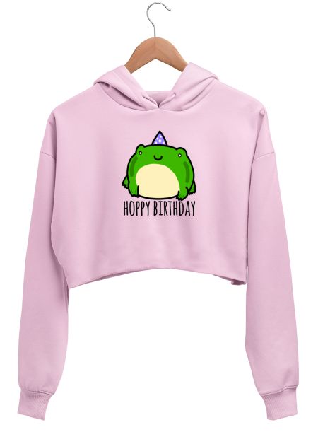 Hoppy birthday Crop Hoodie