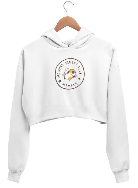 Always Sleepy cat club Crop Hoodie