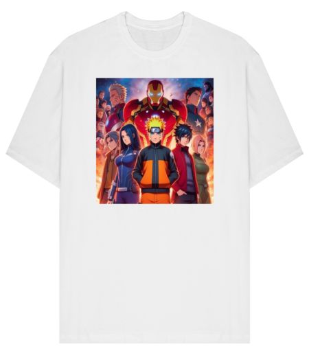 Naruto+Avengers Oversized T-Shirt (Front Back Print) Frankly