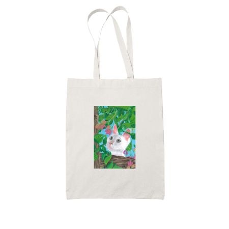 Cat sitting in tree White Tote Bag