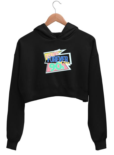 LIVING 90S PRINT  Crop Hoodie