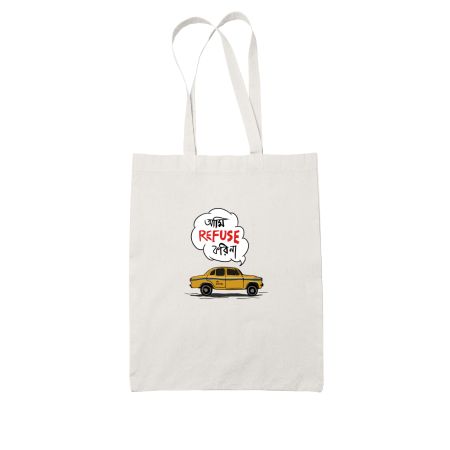 FUNNY KOLKATA TAXI White Tote Bag