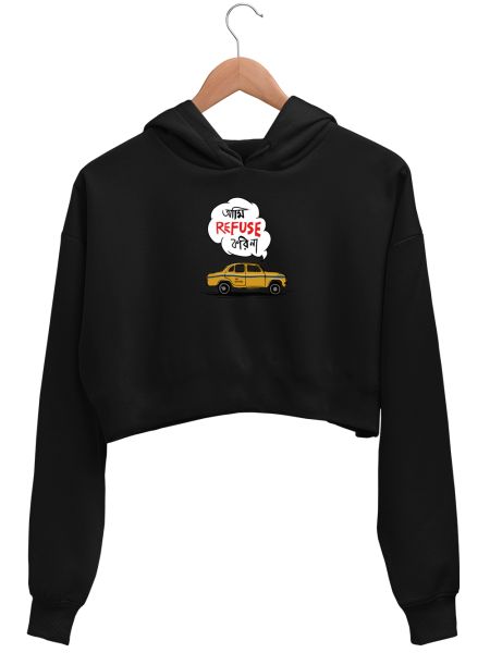 FUNNY KOLKATA TAXI Crop Hoodie