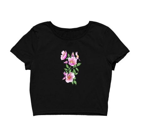 Pink flower Crop Top